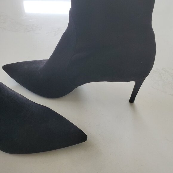 Stuart Weitzman Wren 75 Black Suede Stretch Boots/Booties  NWB sz. 10.5W - Picture 4 of 11